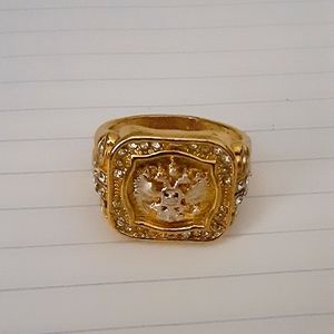14 K Gold Ring With 52 Diamonds And  Silver Dragon.